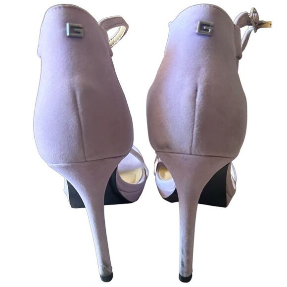 Size 8 GUESS lavender suede Tecru T-Strap Stilettos high Heels low Platform - Picture 8 of 8